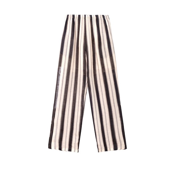 French Natural ramie luxury breathable comfortable striped pants summer - Picture 2 of 7